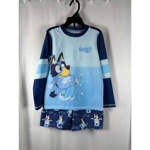 Bluey Kids 2 Piece Rash Guard and Swim Trunks Set UPF 50+ Blue Navy 5T
